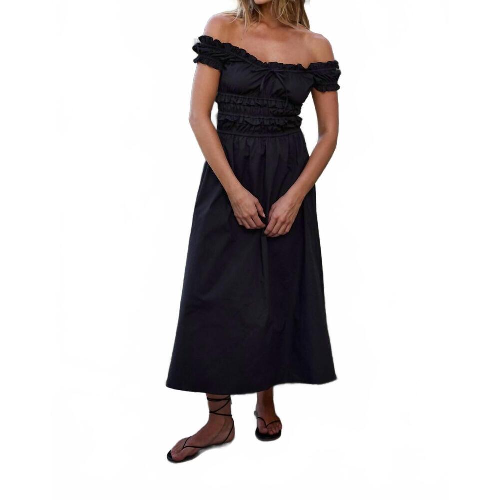 NEW SUNDAY RITUAL sophia poplin dress in black